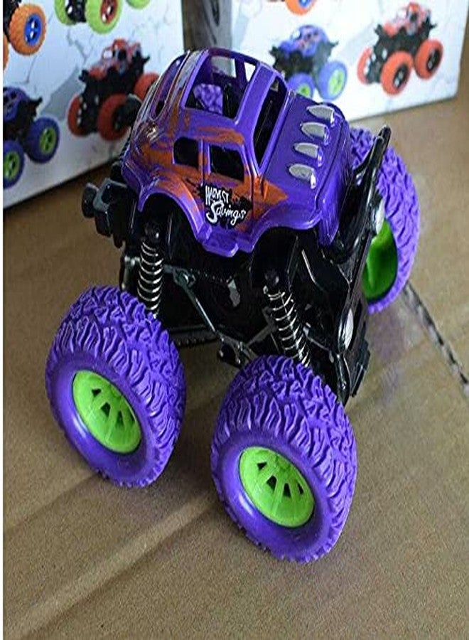 PULSBERY لعبة شاحنة الوحش PULSBERY رباعية الدفع، اسحب للخلف وانطلق، سيارة زحف صخرية بزاوية 360 درجة، دفع رباعي، مركبات وحشية تعمل بالاحتكاك المزدوج/شاحنة صغيرة للأطفال، أفضل هدية للأطفال (بنفسجي) - Image 3